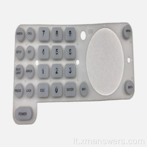 Pulsanti personalizzati della tastiera in silicone con pillole d&#39;oro in carbonio trasparente